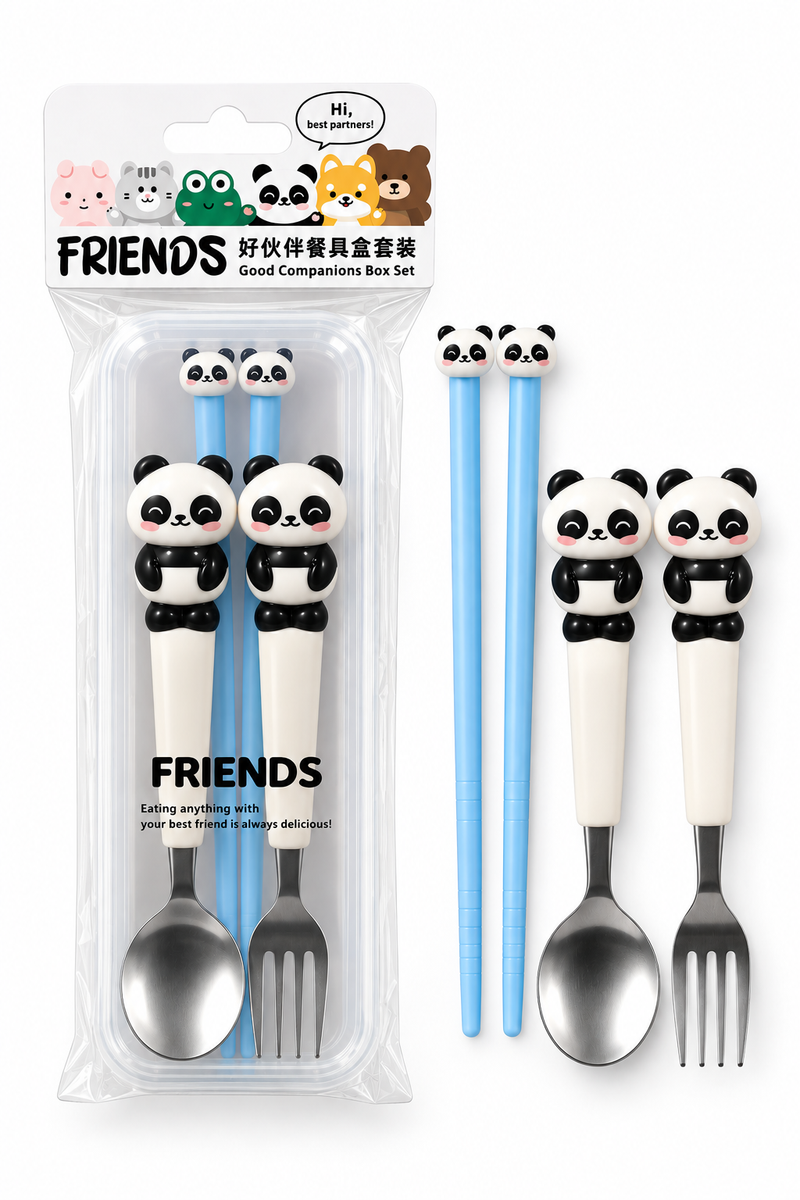 Karakter Figürlü 3’lü Çatal Kaşık ve Chopstick Seti Model 1