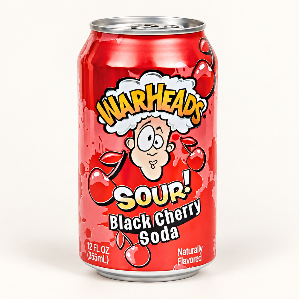 Warheads Sour Black Cherry Soda Ekşi Vişne Aromalı Gazlı İçecek 355 ml