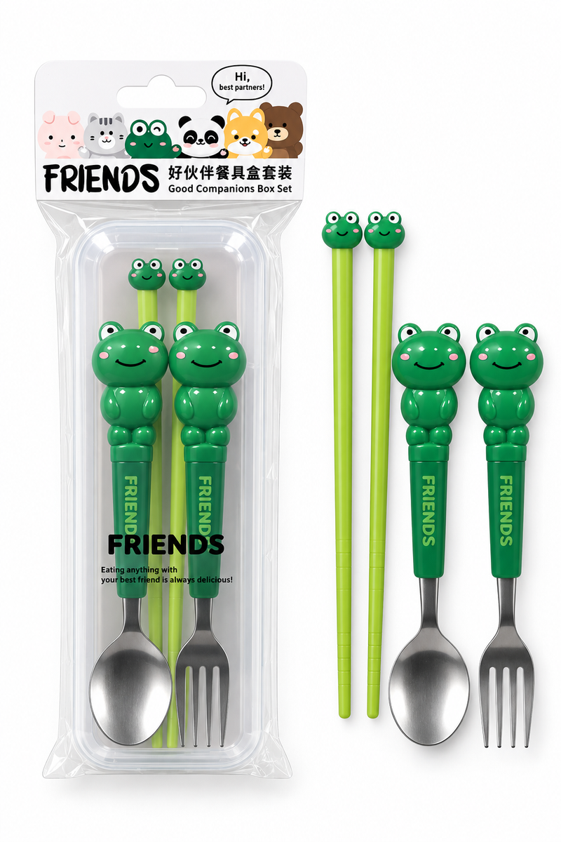 Karakter Figürlü 3’lü Çatal Kaşık ve Chopstick Seti Model 2