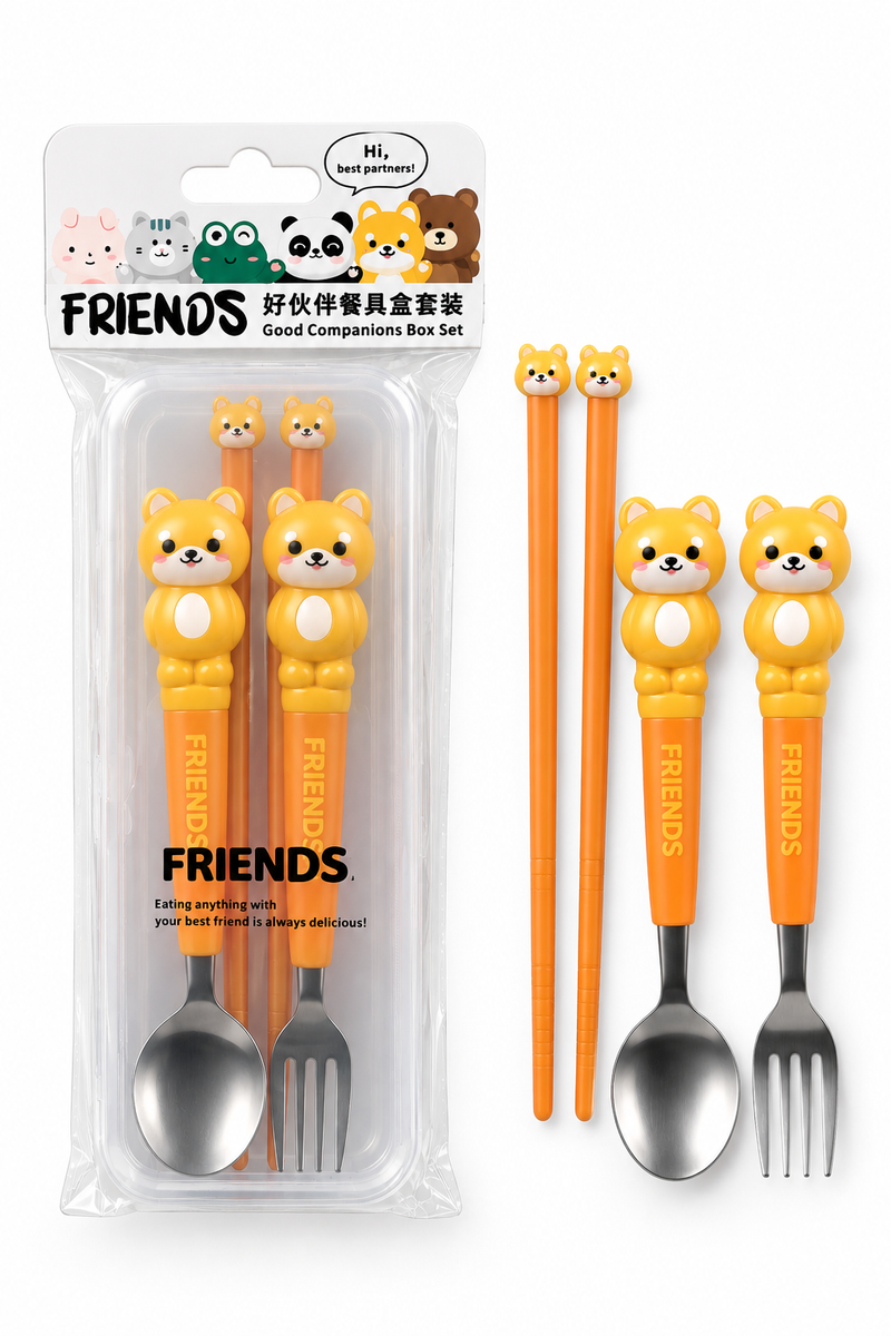 Karakter Figürlü 3’lü Çatal Kaşık ve Chopstick Seti Model 4