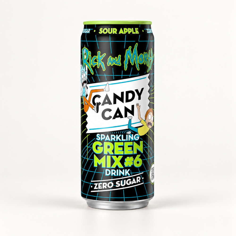 Rick and Morty Candy Can Sparkling Green Mix #6 Sour Apple Gazlı İçecek